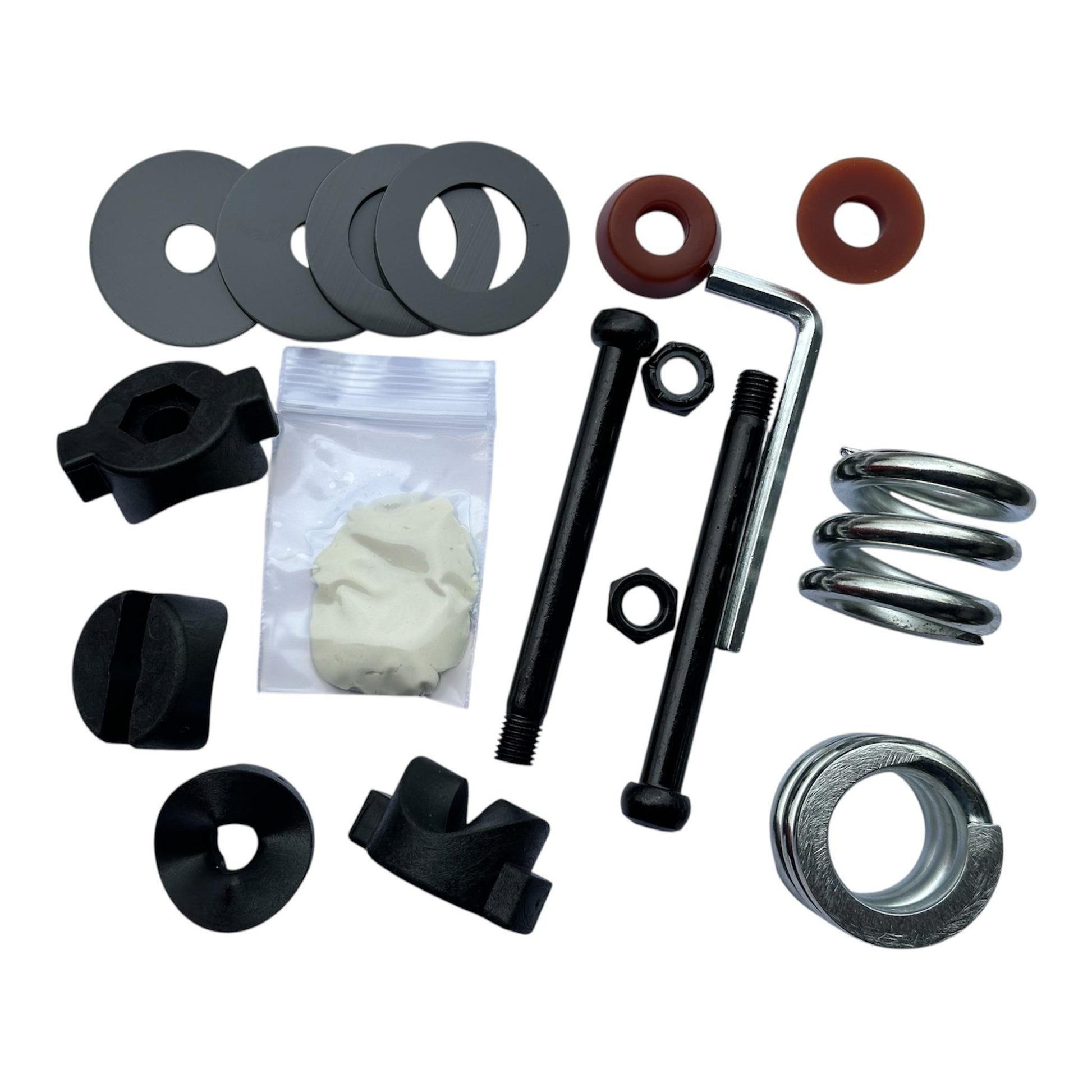 HST 4.0 Flow Kit with silver springs — complete rebuild kit for HST longboard trucks, riders 165 lbs and under